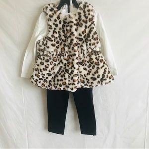 Little me 3-piece faux fur cheetah outfit